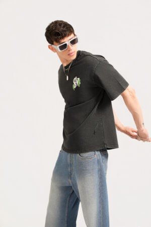 Black Acid Gate Oversized T-Shirt – 260 GSM Pure Cotton