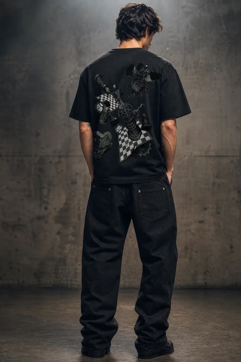 Black Chess Oversized T-Shirt – 260 GSM Pure Cotton - Image 6