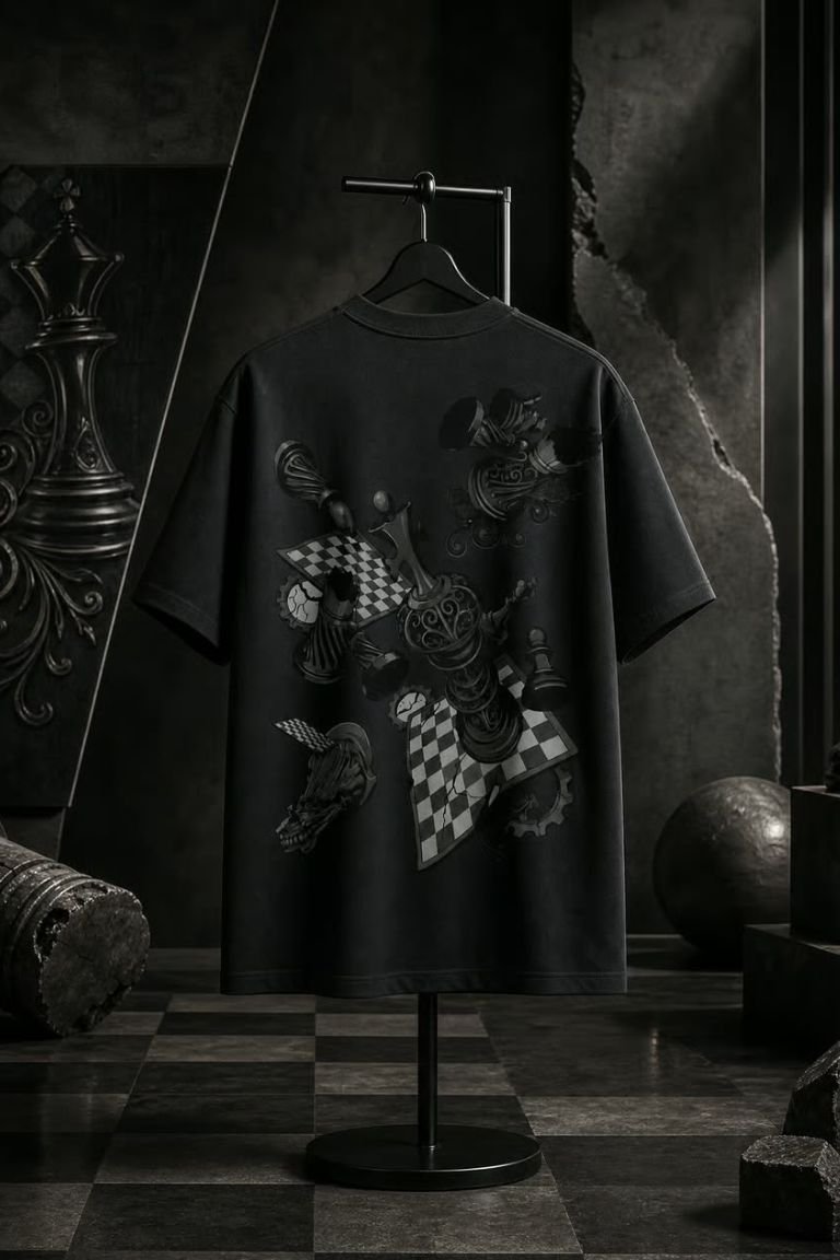 Black Chess Oversized T-Shirt – 260 GSM Pure Cotton - Image 7