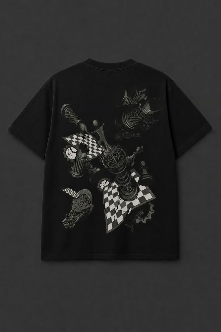 Black Chess Oversized T-Shirt – 260 GSM Pure Cotton - Image 3